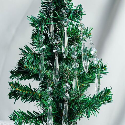 H&D 50pcs 38mm Crystal Icicle Pendant Chandelier Prisms Drops Lamp Candle Holders Curtain DIY Parts(Clear) in Kuwait
