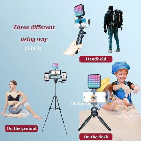 Vlogging Kit for iPhone,Vlogging Kit for Andriod Phone,Vlogging Camera Kit,with Tripod 60" / Multiple Holders/RGB Light/Lavalier Mic/Remote in Saudi Arabia