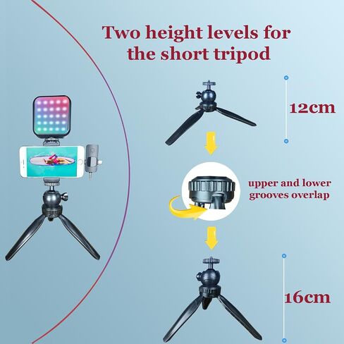Vlogging Kit for iPhone,Vlogging Kit for Andriod Phone,Vlogging Camera Kit,with Tripod 60" / Multiple Holders/RGB Light/Lavalier Mic/Remote in Saudi Arabia