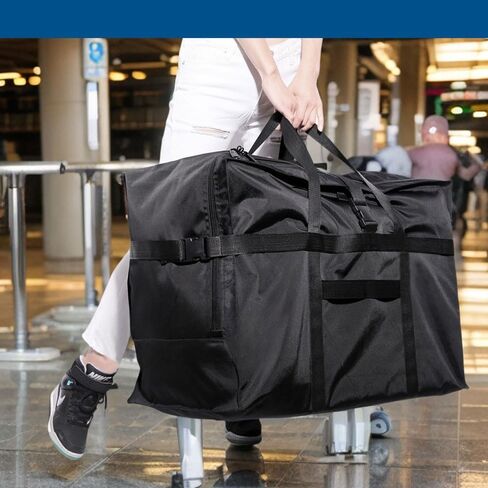 Large Duffel Bag, Waterproof Carry on Weekend Overnight Storage Bag over Luggage for Airline, Travel, Camping, Moving in Kuwait