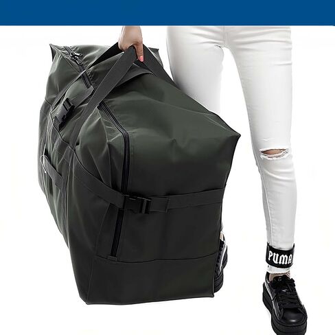 Large Duffel Bag, Waterproof Carry on Weekend Overnight Storage Bag over Luggage for Airline, Travel, Camping, Moving in Kuwait