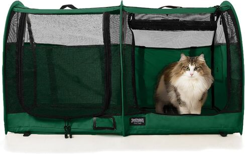Sturdi pop-up kennel show learter carrier travel pet carrier للقطط والكلاب ، مقصورة مزدوجة | انقسام الأبواب ، دائمة الخضرة in Kuwait