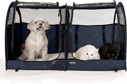 Sturdi pop-up kennel show learter carrier travel pet carrier للقطط والكلاب ، مقصورة مزدوجة | انقسام الأبواب ، دائمة الخضرة in Kuwait
