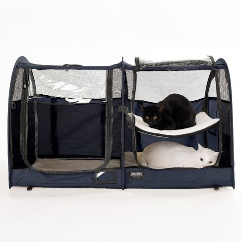Sturdi pop-up kennel show learter carrier travel pet carrier للقطط والكلاب ، مقصورة مزدوجة | انقسام الأبواب ، دائمة الخضرة in Kuwait