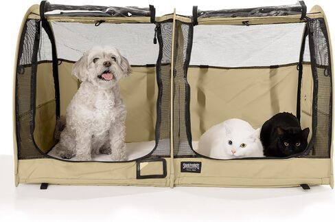 Sturdi pop-up kennel show learter carrier travel pet carrier للقطط والكلاب ، مقصورة مزدوجة | انقسام الأبواب ، دائمة الخضرة in Kuwait