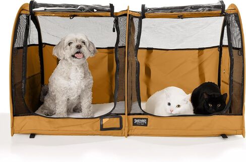 Sturdi pop-up kennel show learter carrier travel pet carrier للقطط والكلاب ، مقصورة مزدوجة | انقسام الأبواب ، دائمة الخضرة in Kuwait