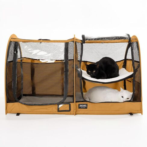 Sturdi pop-up kennel show learter carrier travel pet carrier للقطط والكلاب ، مقصورة مزدوجة | انقسام الأبواب ، دائمة الخضرة in Kuwait