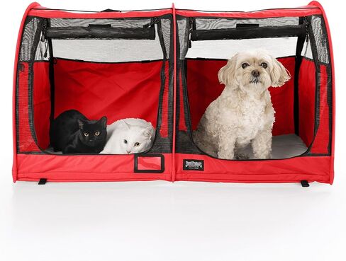 STURDI Pop-Up Kennel Show Shelter Pet Travel Carrier for Cats and Dogs, Double Compartment | Split Doors, Evergreen in Kuwait