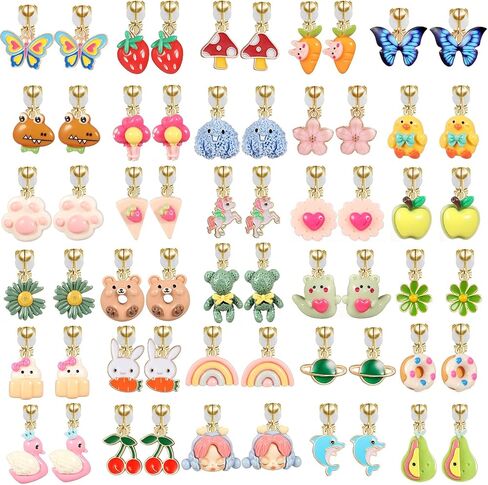 30 Pairs of Cute Clip-On Earrings Pack – Non-Pierced, Adjustable Copper Ear Clips with Charming Designs in Saudi Arabia