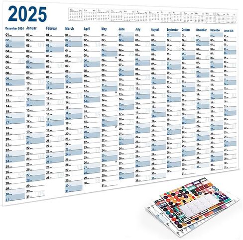 29''x20'' Poster Calendar 2025 Wall Calendar 12 Month Annual Yearly Wall Planner,Year-Round Large Wall Calendar， Large Size 12 Month Planner,2025 Calendar (Black) in Saudi Arabia