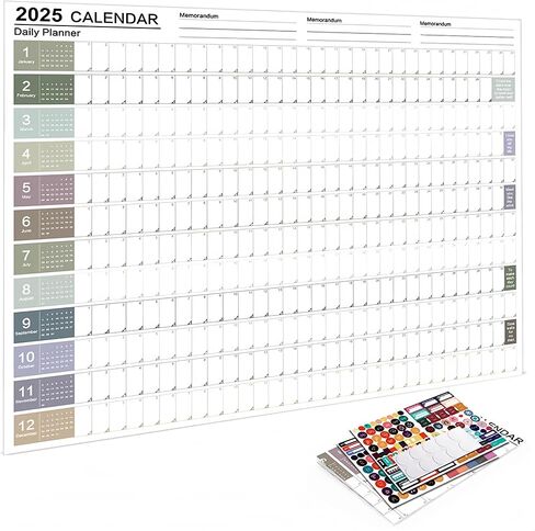 29''x20'' Poster Calendar 2025 Wall Calendar 12 Month Annual Yearly Wall Planner,Year-Round Large Wall Calendar， Large Size 12 Month Planner,2025 Calendar (Black) in Saudi Arabia