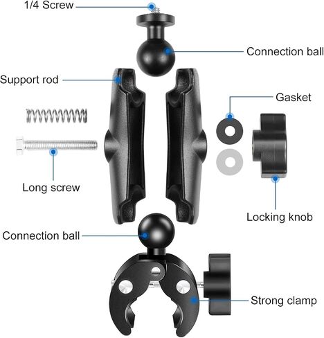 PULUZ Double Camera Clamp Mount Dual-Heads Crab Clamp Super Clamp for Motorcycle Action Camera Handlebar for Light Stand, Photography Reflector, Cross Bars, Umbrella, Pole Stick Shoot Accessories in Saudi Arabia
