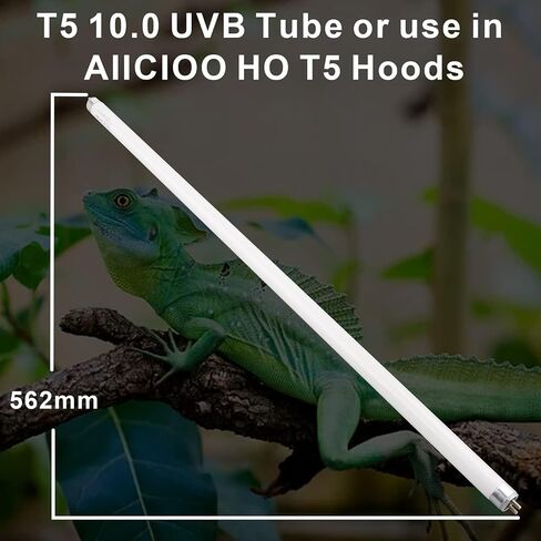 Aiicioo 2 Pack T5 HO 10.0 Reptile UVB Light 24W - Desert 22" UVA UVB Fluorescent Lamp Tube UVB Lighting Bulb for Tortoises Lizard Bearded Dragon Chameleon Turtles in Saudi Arabia