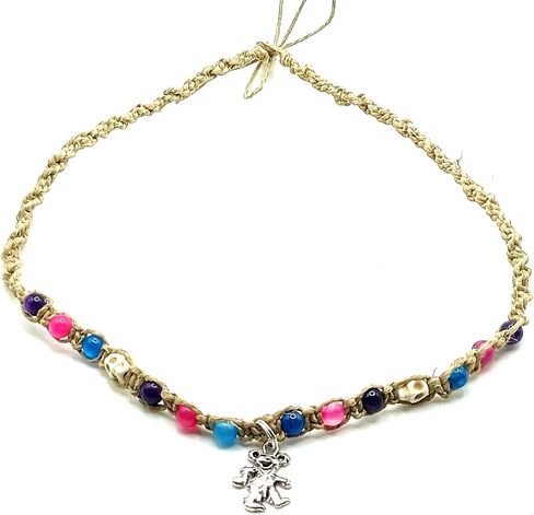 Bear Charm Necklace for Women Men Teen Girls Handmade Beach Hemp Jewelry in Saudi Arabia