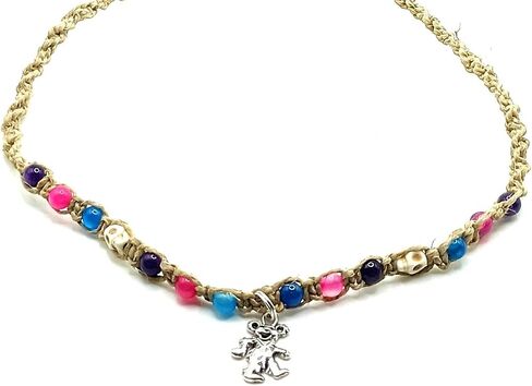 Bear Charm Necklace for Women Men Teen Girls Handmade Beach Hemp Jewelry in Saudi Arabia
