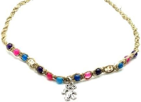 Bear Charm Necklace for Women Men Teen Girls Handmade Beach Hemp Jewelry in Saudi Arabia