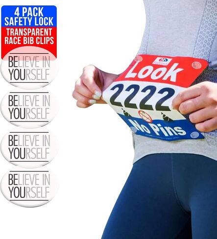bibSNAPS Clear Race Bib Clips - Safety Lock Fasteners - Secures Running, Marathon, Cycling and Event Number, Non Magnetic, Easy to Use - Replacement for Pins & Magnets - Sole Sisters (4pcs) in Saudi Arabia