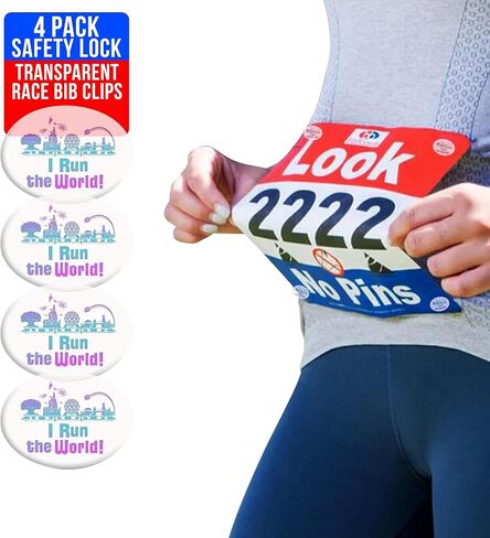 bibSNAPS Clear Race Bib Clips - Safety Lock Fasteners - Secures Running, Marathon, Cycling and Event Number, Non Magnetic, Easy to Use - Replacement for Pins & Magnets - Sole Sisters (4pcs) in Saudi Arabia