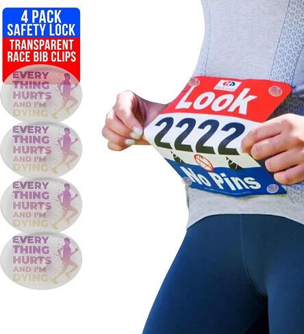 bibSNAPS Clear Race Bib Clips - Safety Lock Fasteners - Secures Running, Marathon, Cycling and Event Number, Non Magnetic, Easy to Use - Replacement for Pins & Magnets - Sole Sisters (4pcs) in Saudi Arabia