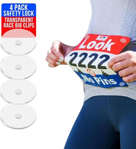 bibSNAPS Clear Race Bib Clips - Safety Lock Fasteners - Secures Running, Marathon, Cycling and Event Number, Non Magnetic, Easy to Use - Replacement for Pins & Magnets - Sole Sisters (4pcs) in Saudi Arabia