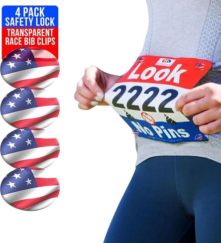 bibSNAPS Clear Race Bib Clips - Safety Lock Fasteners - Secures Running, Marathon, Cycling and Event Number, Non Magnetic, Easy to Use - Replacement for Pins & Magnets - Sole Sisters (4pcs) in Saudi Arabia