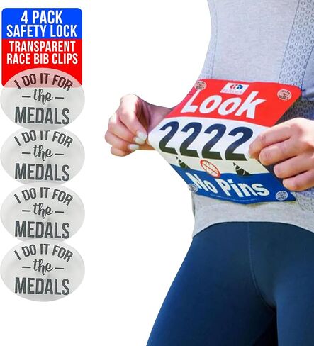 bibSNAPS Clear Race Bib Clips - Safety Lock Fasteners - Secures Running, Marathon, Cycling and Event Number, Non Magnetic, Easy to Use - Replacement for Pins & Magnets - Sole Sisters (4pcs) in Saudi Arabia