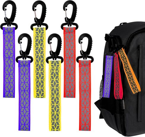 6Pcs Safety Reflective Strips, Night Reflector Pendants Reflector Backpack Tags Reflective Key Chains Strap with Hanging Buckle for Outdoor Climbing Camping Cycling in Saudi Arabia