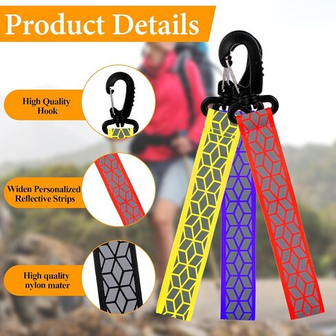 6Pcs Safety Reflective Strips, Night Reflector Pendants Reflector Backpack Tags Reflective Key Chains Strap with Hanging Buckle for Outdoor Climbing Camping Cycling in Saudi Arabia