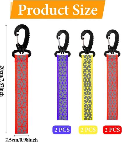 6Pcs Safety Reflective Strips, Night Reflector Pendants Reflector Backpack Tags Reflective Key Chains Strap with Hanging Buckle for Outdoor Climbing Camping Cycling in Saudi Arabia