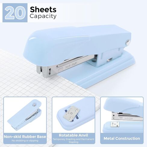 Skydue Purple Desk Accessories ، مجموعة لوازم المكاتب الأرجواني ، دباسة ، موزع الشريط ، مقص ، مقاطع من الموثق/الورق و 1000pcs Staples ، اللوازم المكتبية للنساء in Kuwait