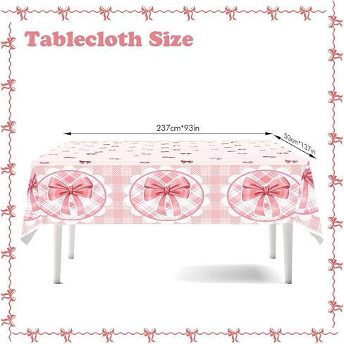 Pink Bow Birthday Party Supplies, Coquette Birthday Decorations Serve 24, Includes Pink Bow Banner Plates Napkins Tablecloth Bow Theme Tableware Party Supplies Girls Party Decor in Saudi Arabia