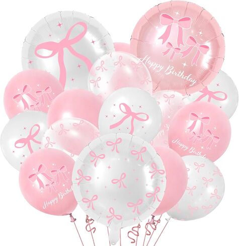 43Pcs Pink Bow Balloons Party Decorations - Coquette Bow Birthday Decorations Pink and White Themed Birthday Balloons for Girls Baby Shower,Bachelorette Party Supplies in Kuwait