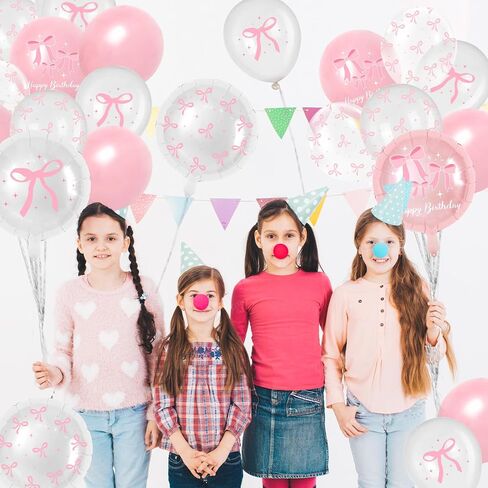 43Pcs Pink Bow Balloons Party Decorations - Coquette Bow Birthday Decorations Pink and White Themed Birthday Balloons for Girls Baby Shower,Bachelorette Party Supplies in Kuwait