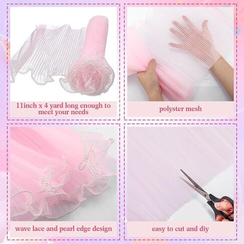 Gilprop 8 Pcs Flower Wrapping Mesh Paper, 11 Inch x 4 Yard Wavy Pearl Edge Wrinkled Flower Bouquet Packaging Mesh Florist Supplies for Valentine's Day Mother's Day Gifts (Multicolor) in Saudi Arabia