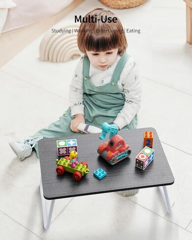 Foldable Lap Desk, Laptop Bed Desk, Portable Bed Table, Laptop Stand for Bed & Couch, Lightweight & Mini - Black in Kuwait