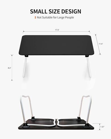 Foldable Lap Desk, Laptop Bed Desk, Portable Bed Table, Laptop Stand for Bed & Couch, Lightweight & Mini - Black in Kuwait