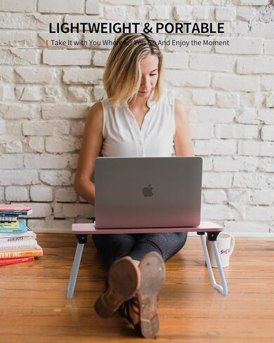 Foldable Lap Desk, Laptop Bed Desk, Portable Bed Table, Laptop Stand for Bed & Couch, Lightweight & Mini - Black in Kuwait