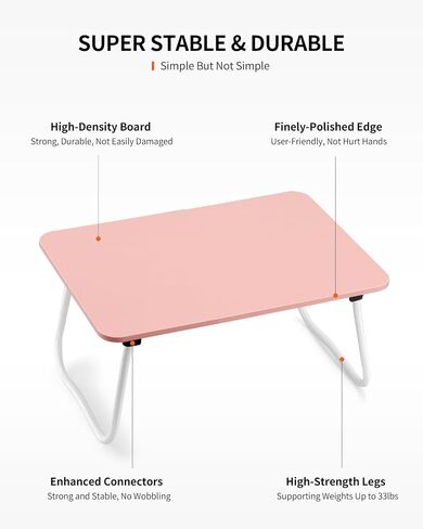 Foldable Lap Desk, Laptop Bed Desk, Portable Bed Table, Laptop Stand for Bed & Couch, Lightweight & Mini - Black in Kuwait