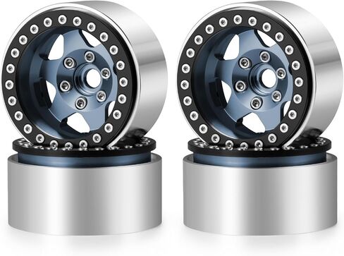 RC 1.9 Inch Beadlock Wheels Rims 4Pcs for TRX4 SCX10 Upgrade 1/10 RC Crawler, Titanium&Black in Saudi Arabia