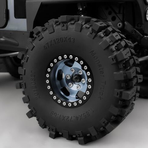 RC 1.9 Inch Beadlock Wheels Rims 4Pcs for TRX4 SCX10 Upgrade 1/10 RC Crawler, Titanium&Black in Saudi Arabia