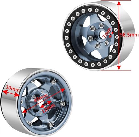 RC 1.9 Inch Beadlock Wheels Rims 4Pcs for TRX4 SCX10 Upgrade 1/10 RC Crawler, Titanium&Black in Saudi Arabia