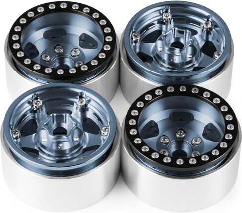 RC 1.9 Inch Beadlock Wheels Rims 4Pcs for TRX4 SCX10 Upgrade 1/10 RC Crawler, Titanium&Black in Saudi Arabia