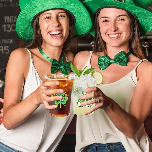 100 Pcs St. Patrick's Day Party Cups,12 oz St. Patrick Disposable Clear Plastic Cups Irish Green St Patrick's Day Party Lucky Clover Cups for St. Patrick Irish Birthday Party Irish Party Supplies in Kuwait