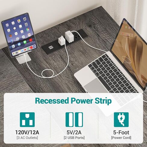 Reversible L Shaped Gaming Desk with Power Outlets and USB Charging Ports, Sturdy Computer Desks with Storage Shelf, Modern Corner Desk Home Office Table, Easy to Assemble, White in Saudi Arabia