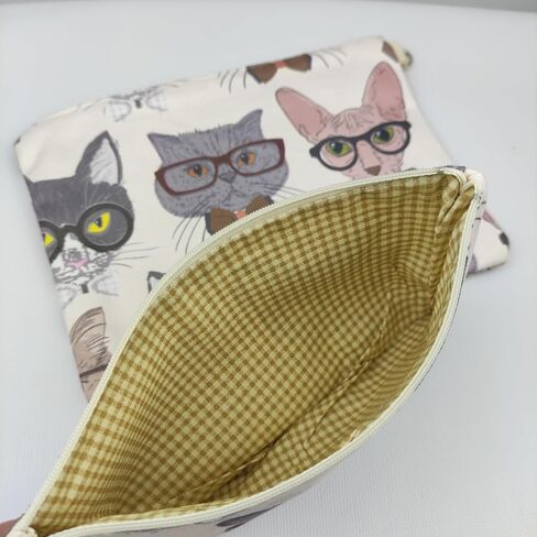 Set of 2 Cat-Themed Zippered Velvet Touch Clutch - Soft Lined, Perfect for Makeup, Travel Essentials, and More (World map) in Saudi Arabia