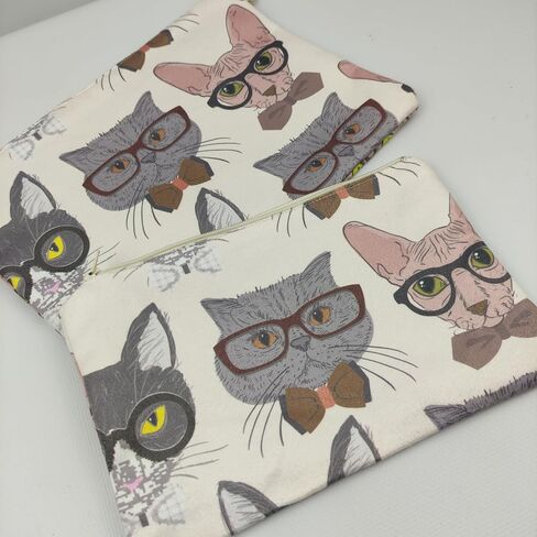 Set of 2 Cat-Themed Zippered Velvet Touch Clutch - Soft Lined, Perfect for Makeup, Travel Essentials, and More (World map) in Saudi Arabia