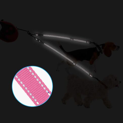 PetBonus Dual Dog Leash Splitter, No Tangle Detachable Double Leashes Coupler for Walking 2 Dogs, Reflective Adjustable Two Dog Training Lead Attachment for Small Medium Large Dogs (Medium, Black) in Saudi Arabia