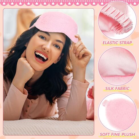 18 Pcs Kids Sleepover Party Supplies Set for Girls Fleece Soft Blankets Fluffy Heart Throw Pillow Plush Sleep Eye Mask for Spa Camping Birthday Favors(Light Pink) in Saudi Arabia