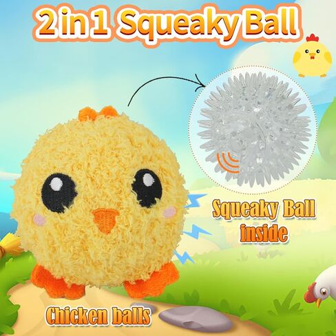 DKING 3Pack Squeaky Dog Balls,2 in1 Funny Puppy Ball Toys,Birthday Dog Toy for Small Medium Dogs (Farm Ball) in Kuwait