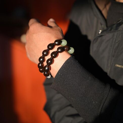 Handmade Prayer Beads Bracelet For Man And Woman Lotus Seeds Bead Bracelet With Natural Jade for Yoga And Meditation (MIDDLE-green) in Saudi Arabia